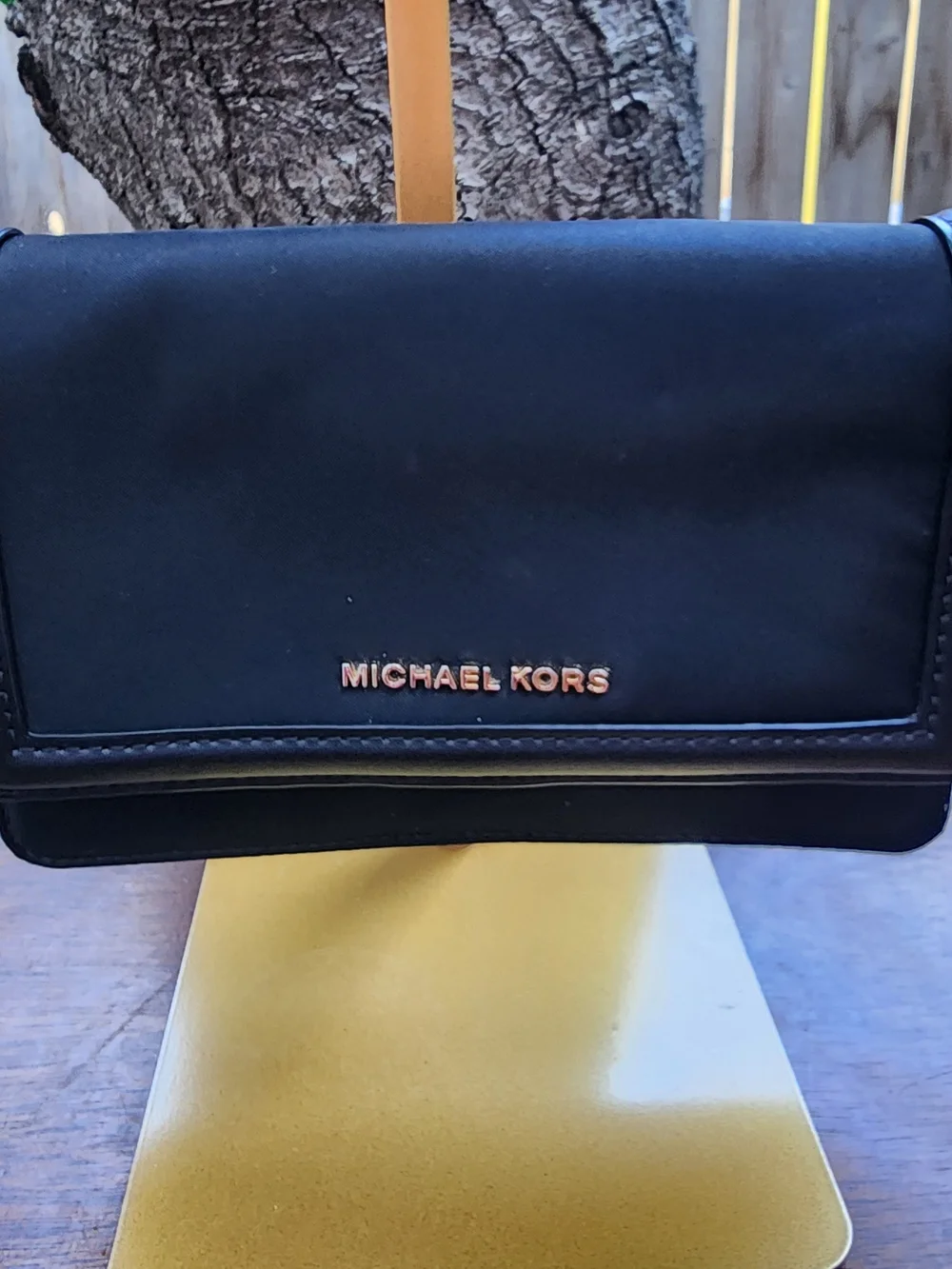 Michael Kors Jet Set Nylon Smartphone Crossbody Bag Black Logo Strap